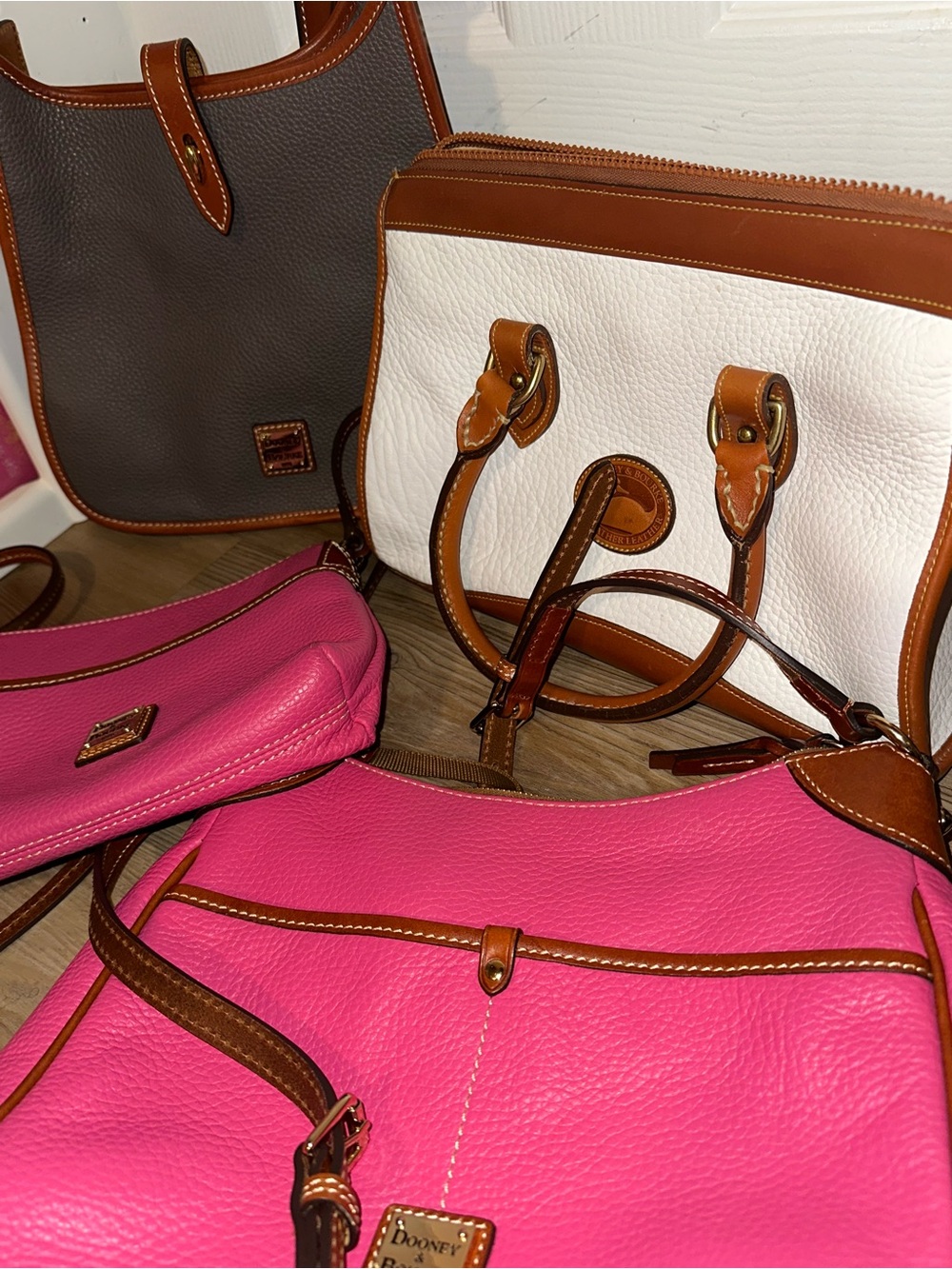 Dooney & Bourke Women’s Solid Leather Handbag Lot, Multicolor Assorted AWL